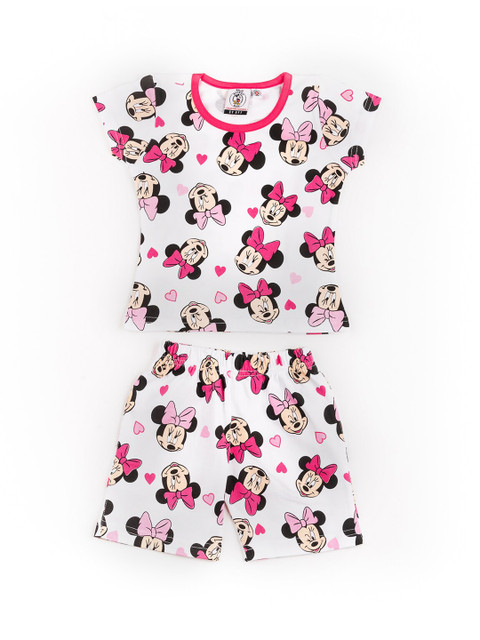 

BFF Girls White & Pink Mickey Mouse Printed Top with Shorts