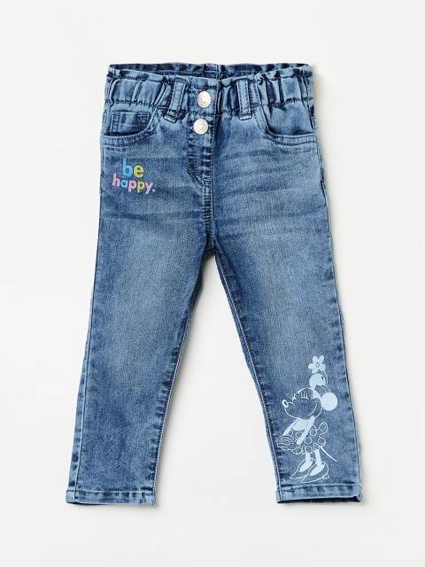 

Juniors Girls Blue Mildly Distressed Heavy Fade Jeans