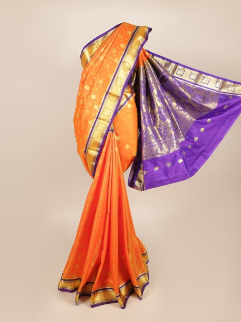 

Pothys Orange & Violet Woven Design Zari Art Silk Saree