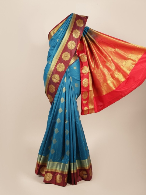 

Pothys Blue & Red Ethnic Motifs Zari Art Silk Saree