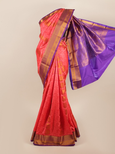 

Pothys Pink & Purple Ethnic Motifs Art Silk Saree