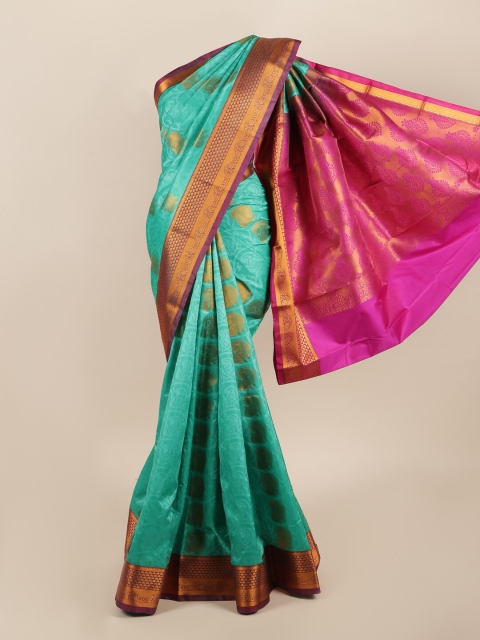 

Pothys Green & Fuchsia Ethnic Motifs Zari Art Silk Saree