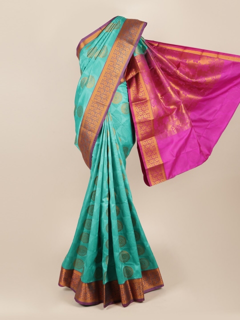 

Pothys Green & Fuchsia Ethnic Motifs Zari Art Silk Saree