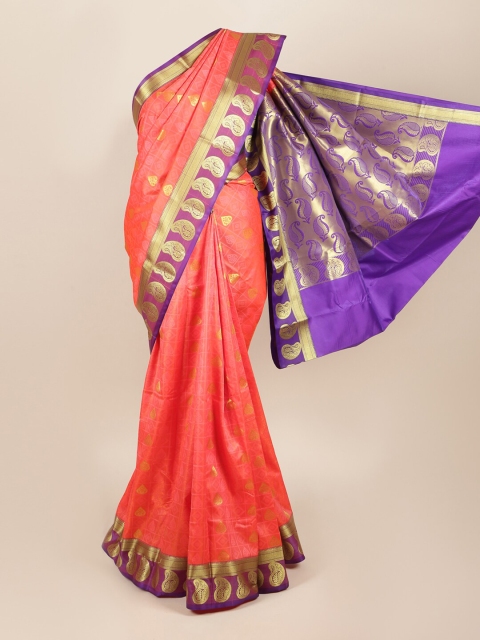 

Pothys Peach-Coloured & Purple Woven Design Zari Art Silk Saree