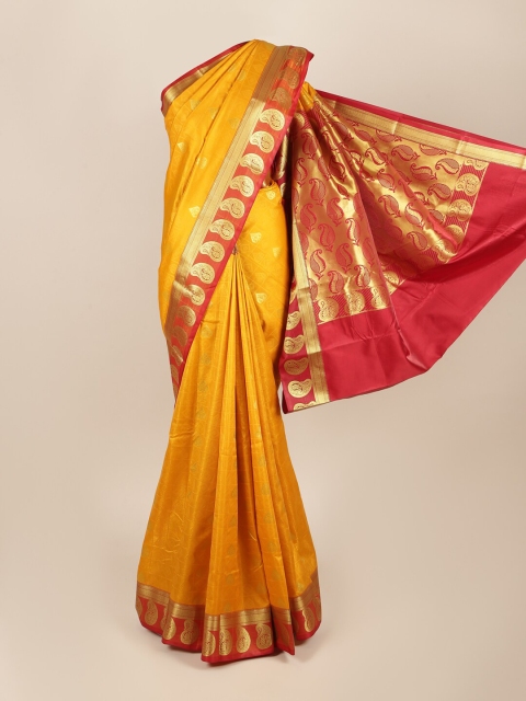 

Pothys Yellow & Red Ethnic Motifs Zari Art Silk Saree