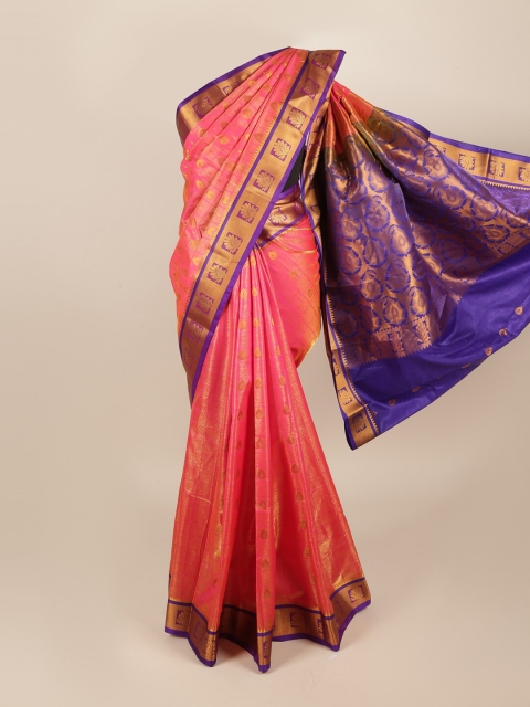 

Pothys Pink & Blue Ethnic Motifs Zari Art Silk Saree