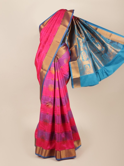 

Pothys Pink & Blue Ethnic Motifs Zari Art Silk Saree