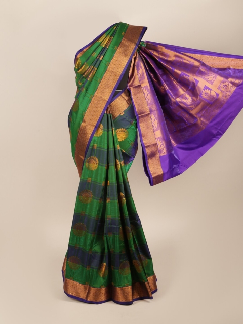 

Pothys Green & Violet Ethnic Motifs Zari Art Silk Saree