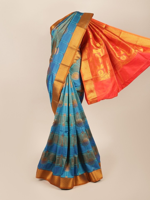 

Pothys Blue & Orange Woven Design Zari Art Silk Saree