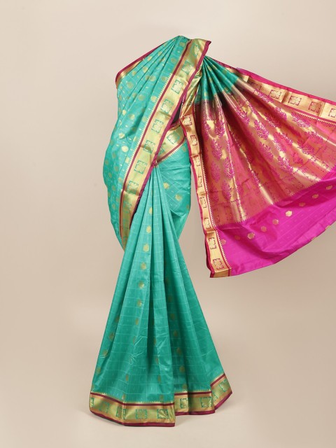 

Pothys Green & Magenta Woven Design Zari Art Silk Saree