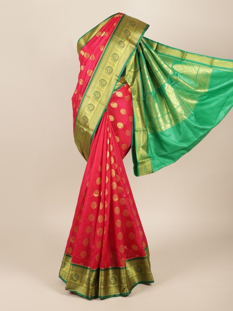

Pothys Pink & Green Ethnic Motifs Zari Art Silk Saree