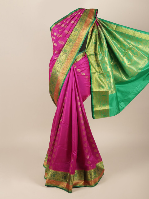 

Pothys Magenta & Green Woven Design Zari Art Silk Saree