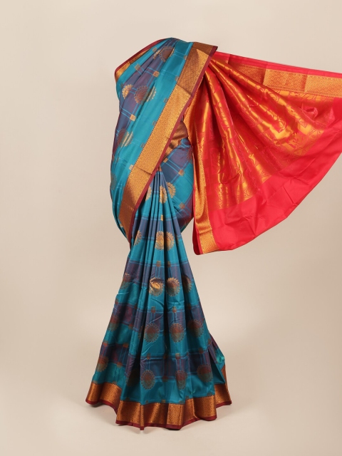 

Pothys Blue & Red Woven Design Zari Art Silk Saree