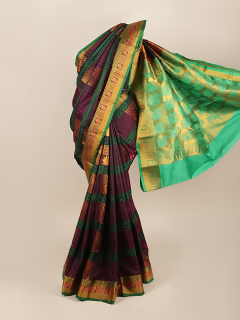 

Pothys Purple & Green Ethnic Motifs Zari Art Silk Saree
