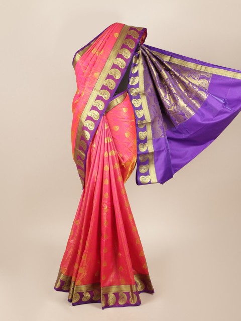 

Pothys Pink & Purple Paisley Zari Art Silk Saree