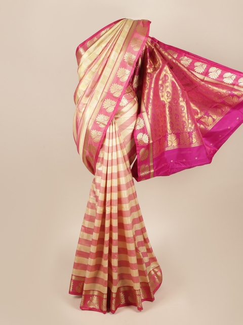 

Pothys Beige & Pink Striped Zari Art Silk Saree