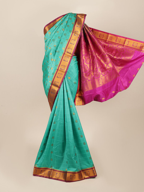 

Pothys Green & Pink Ethnic Motifs Zari Art Silk Saree