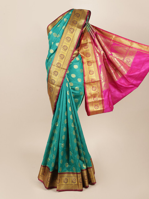 

Pothys Green & Pink Ethnic Motifs Zari Art Silk Saree