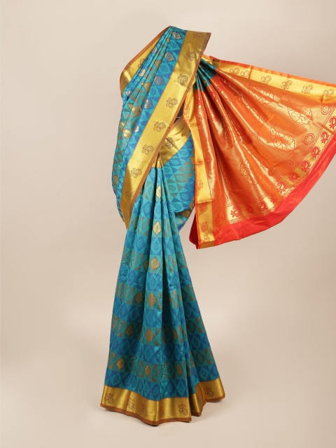 

Pothys Blue & Orange Woven Design Art Silk Saree