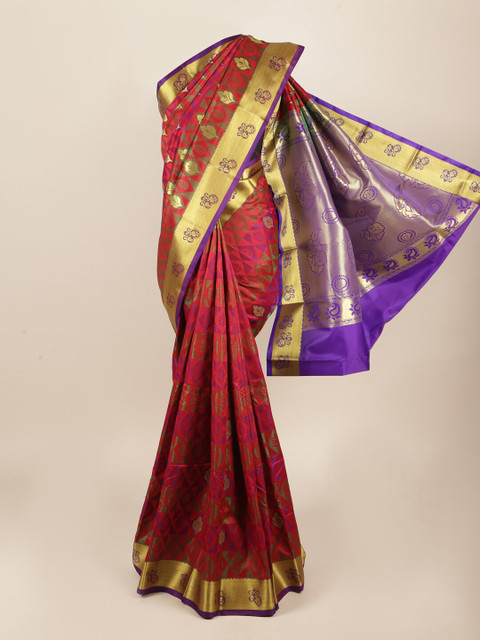 

Pothys Red & Blue Woven Design Zari Art Silk Saree
