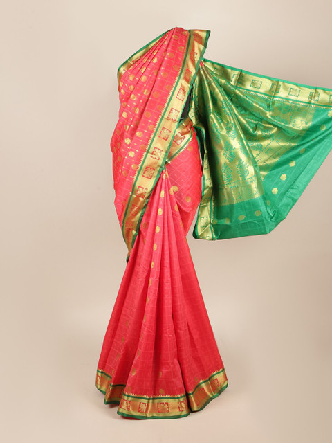

Pothys Pink & Green Woven Design Zari Art Silk Saree