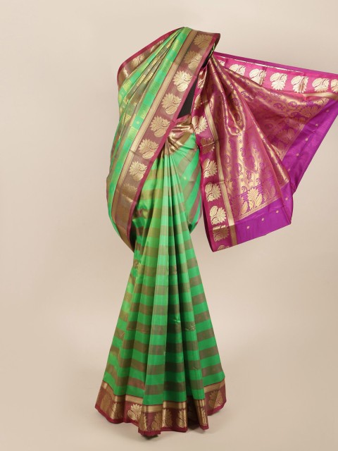 

Pothys Green & Purple Ethnic Motifs Zari Art Silk Saree