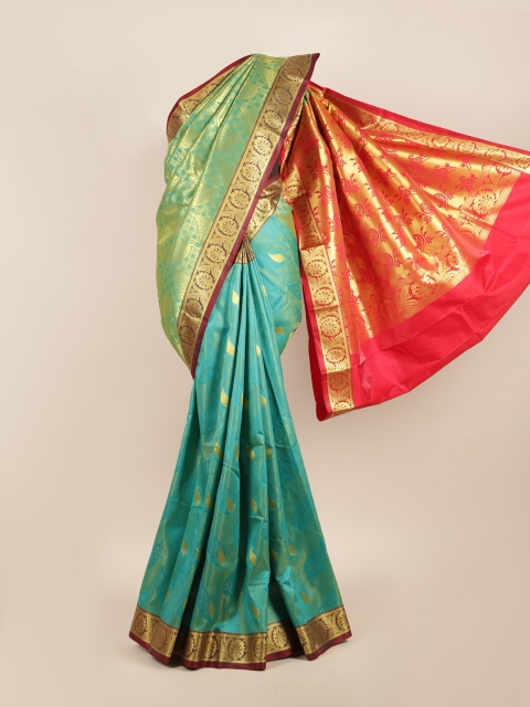 

Pothys Green & Blue Ethnic Motifs Zari Art Silk Saree