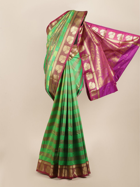 

Pothys Green & Magenta Woven Design Zari Art Silk Saree