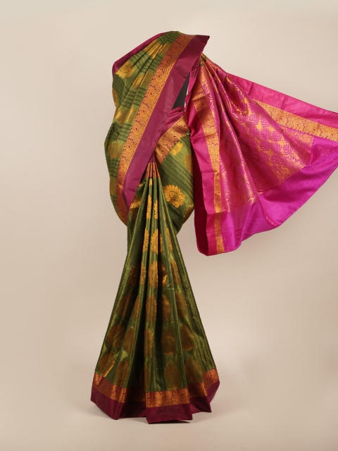 

Pothys Green & Magenta Ethnic Motifs Zari Art Silk Saree