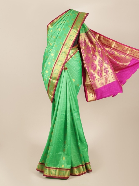 

Pothys Green & Magenta Ethnic Motifs Zari Art Silk Saree