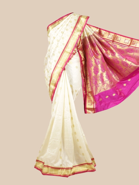 

Pothys White & Pink Woven Design Zari Art Silk Saree