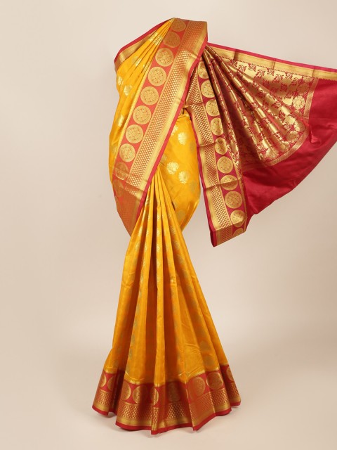 

Pothys Mustard & Maroon Woven Design Zari Art Silk Saree