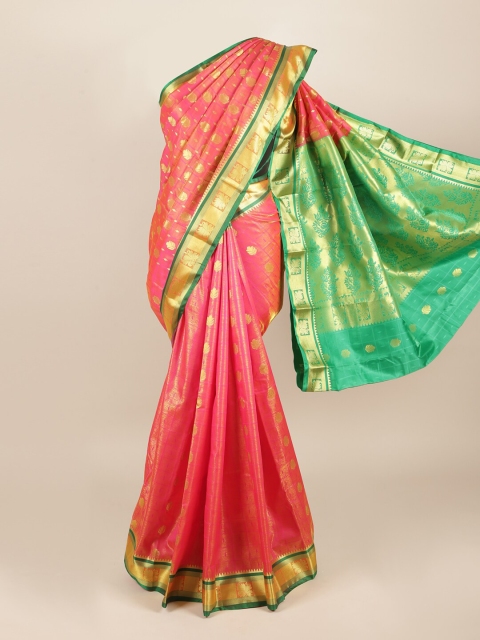 

Pothys Pink & Green Woven Design Art Silk Saree