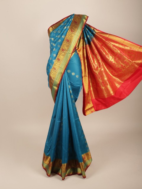 

Pothys Blue & Red Ethnic Motifs Zari Art Silk Saree