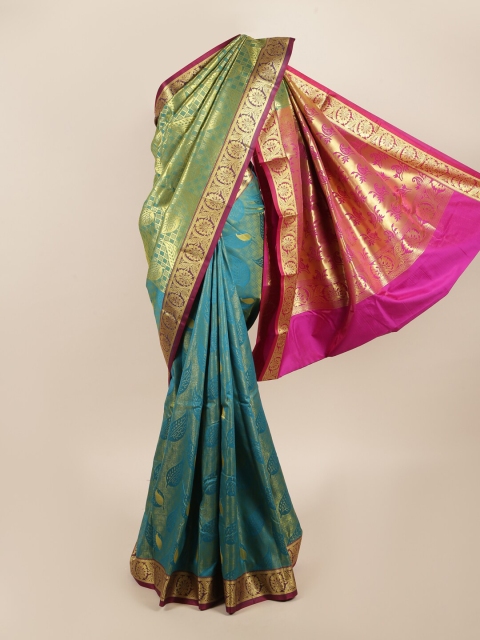 

Pothys Green & Fuchsia Ethnic Motifs Zari Art Silk Saree