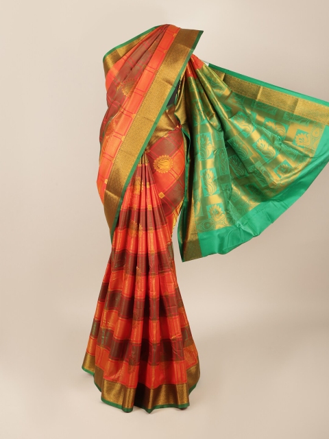 

Pothys Orange & Green Woven Design Zari Art Silk Saree