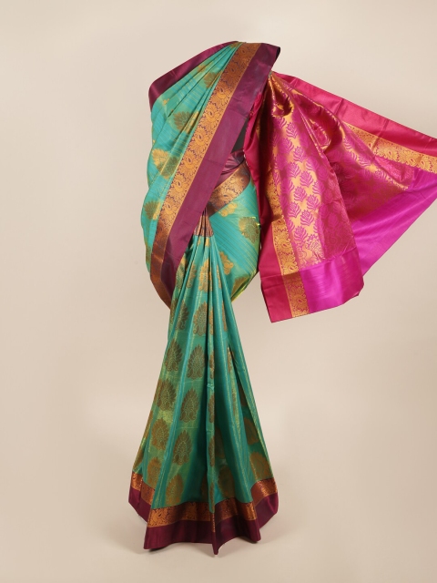 

Pothys Green & Fuchsia Ethnic Motifs Zari Art Silk Saree