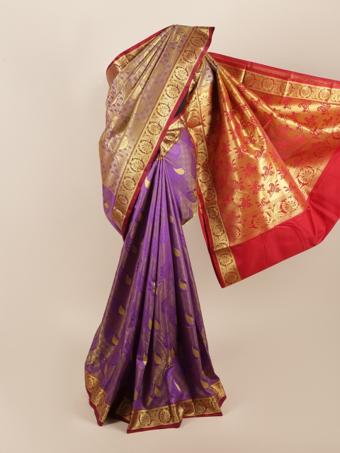 

Pothys Lavender & Gold-Toned Ethnic Motifs Zari Art Silk Saree