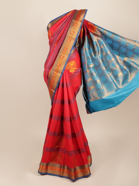 

Pothys Red & Blue Ethnic Motifs Zari Art Silk Saree