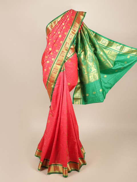

Pothys Pink & Green Woven Design Art Silk Saree