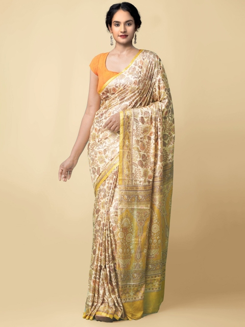

Unnati Silks Brown & Off White Ethnic Motifs Saree