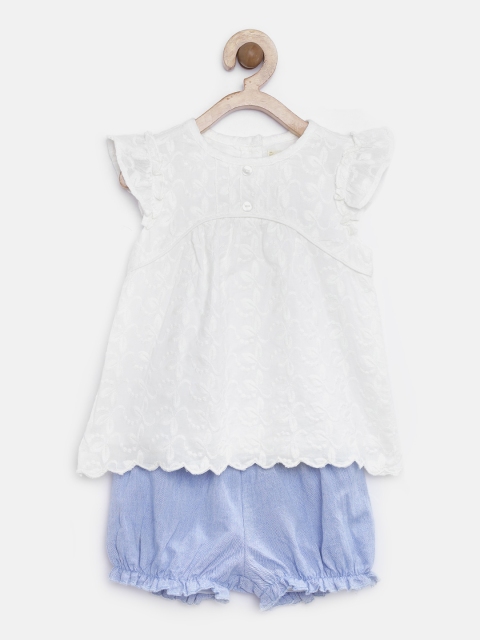 

Nauti Nati Girls White & Blue Clothing Set