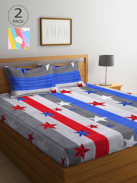 

Arrabi Graphic 210 TC 2 King Bedsheet with 4 Pillow Covers, Multi