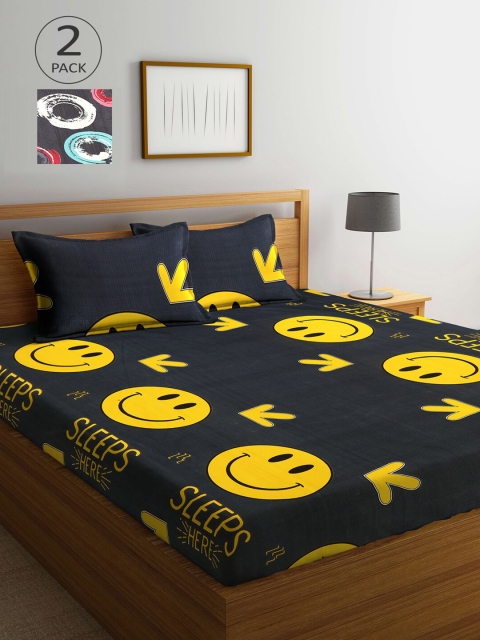 

Arrabi Multicoloured Cartoon Characters 210 TC 2 King Bedsheet with 4 Pillow Covers, Multi