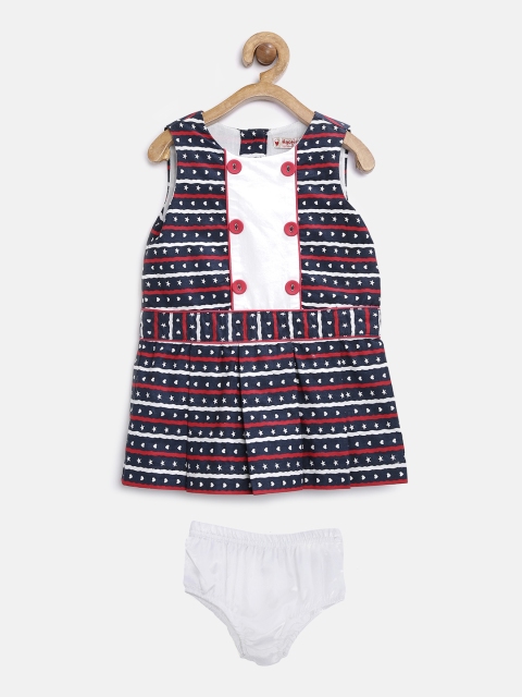 

Nauti Nati Girls Navy Printed Fit & Flare Dress, Navy blue