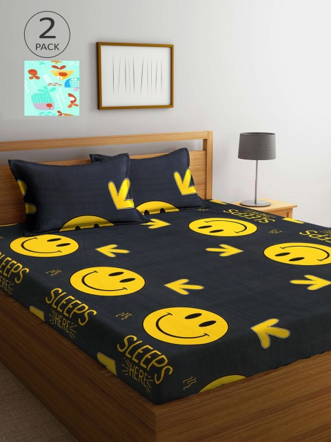 

Arrabi Multicoloured Cartoon Characters 210 TC 2 King Bedsheet with 4 Pillow Covers, Multi