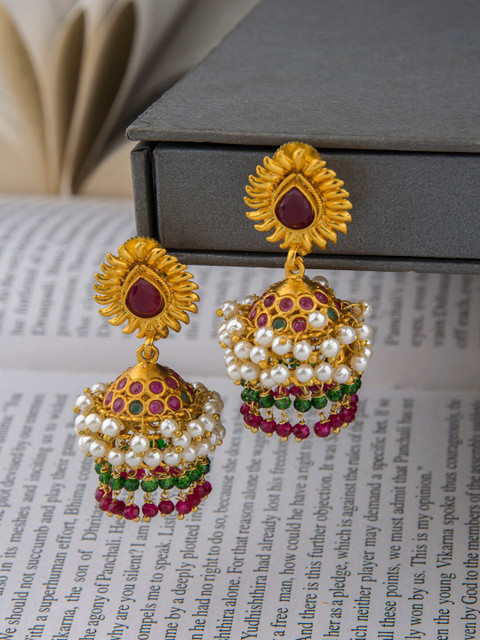 

Alankruthi Gold-Plated Contemporary Jhumkas