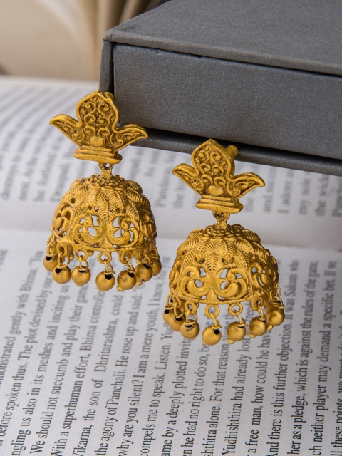 

Alankruthi Gold-Toned Contemporary Jhumkas Earrings