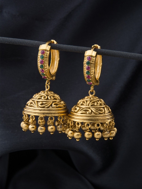 

Alankruthi Gold-Toned Dome Shaped Jhumkas Earrings