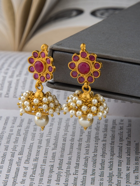 

Alankruthi Gold-Toned Contemporary Jhumkas Earrings